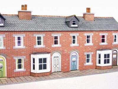 Metcalfe PN174 Low Relief Red Brick Terraced House Fronts N Scale Kit