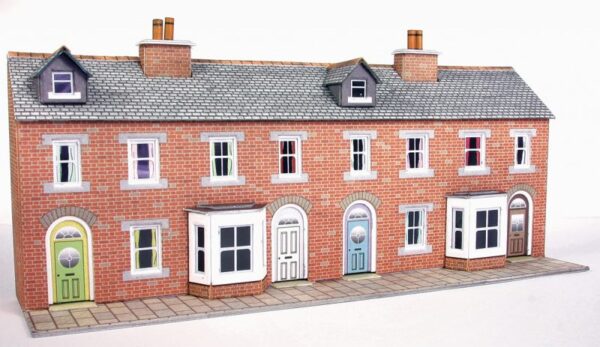 Metcalfe PN174 Low Relief Red Brick Terraced House Fronts N Scale Kit