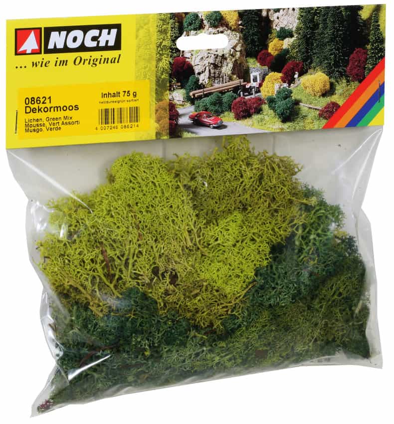 Noch 08621 Lichen - Green Mix Assorted, 75g Bag | 040 Trains N Models