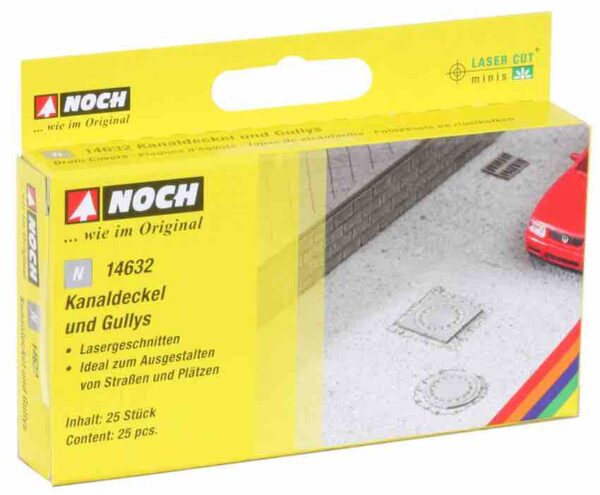 Noch 14632 Man Hole Covers & Gullies - Laser-cut minis kit N Scale