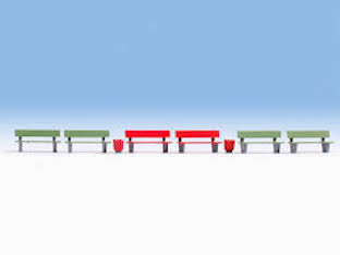 Noch 14848 Green & Red Benches HO scale Figures