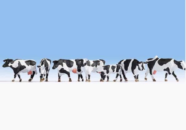 Noch 15725 Black & White Cows 6 Cows & 1 Calf HO scale Figures