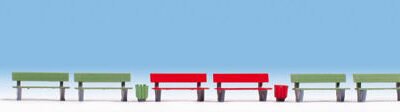 Noch 35848 Benches (6) & Litter Bins x3 N Gauge Figures