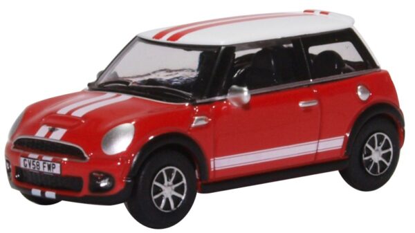 Oxford Diecast 76NMN007 New Mini - Chilli Red/White