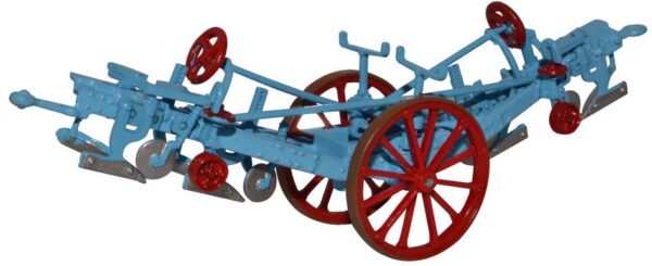 Oxford Diecast 76PL001 Fowler Plough Blue/Red