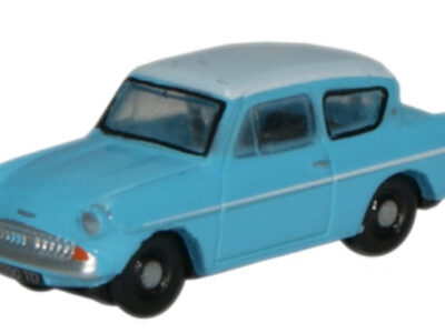 Oxford Diecast N105007 Ford Anglia - Caribbean Turquoise/White N Scale
