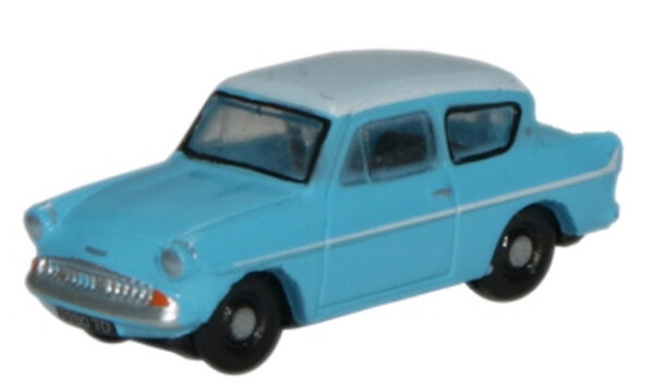 Oxford Diecast N105007 Ford Anglia - Caribbean Turquoise/White