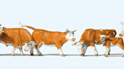 Preiser 10146 Brown Cows HO Gauge Figures