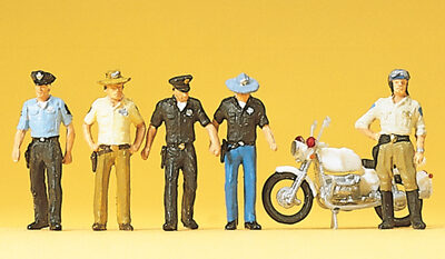 Preiser 10370 US Police in Shirt Sleeves with Motorcycle HO Gauge Figures