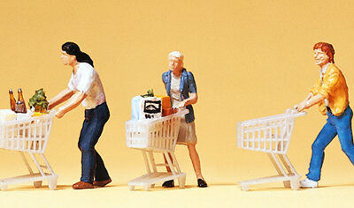 Preiser 10488 Supermarket Shoppers with Trolleys HO Gauge Figures