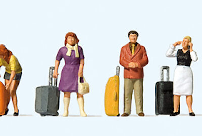 Preiser 10641 Standing Travellers with Wheeled Suitcases HO Gauge Figures