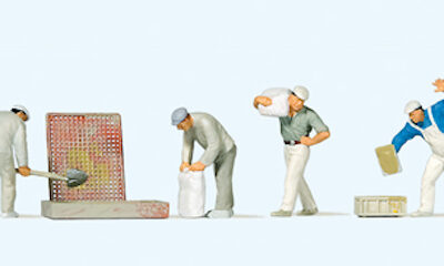 Preiser 10654 Plasterers with Accessories HO Gauge Figures