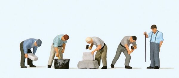 Preiser 10669 People Working on the Stone Wall HO Gauge Figures