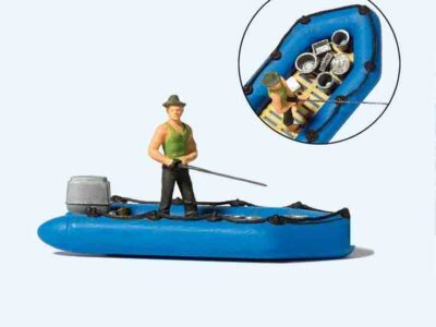 Preiser 10687 Fishermen / Angler Figure With Dinghy / Rubber Boat & Acc HO Gauge Figures