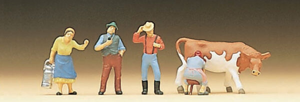 Preiser 79039 Farmworkers & Cow Being Milked N Gauge Figures