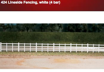 Ratio 424 Lineside Fencing, white (4 bar) OO Scale