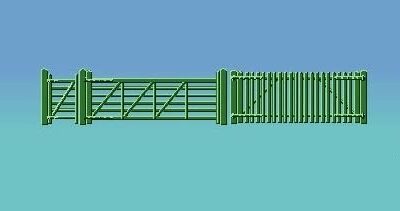 Ratio 430 Green Station Fencing with Ramp & Gates OO Scale