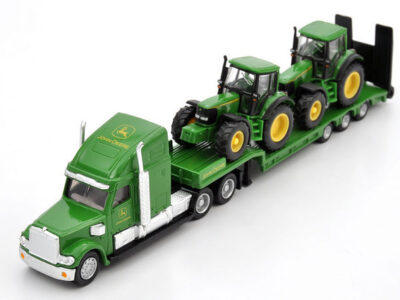 Siku 1837 Freightliner Low Loader & 2 John Deere Tractor 1/87 Scale