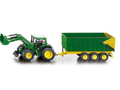 Siku 1843 John Deere Tractor Front Loader & Three Axle Tipper Trailer 1/87 Scale