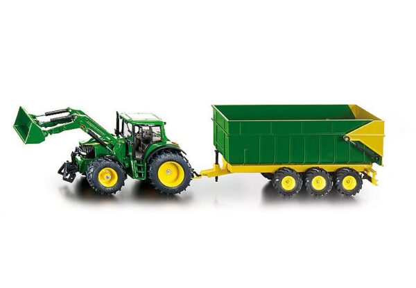 Siku 1843 John Deere Tractor Front Loader & Three Axle Tipper Trailer 1/87 Scale