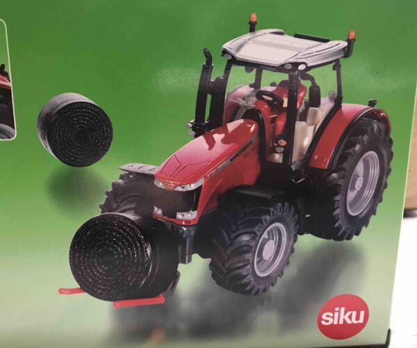 Siku 8614 Massey Ferguson Tractor 8680 with fork arm & 2 round balers 1/32 scale - Image 2