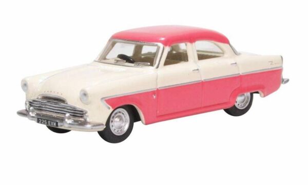 Oxford Diecast 76FZ003 Ford Zodiac MkII Car - Ermine White and Pink