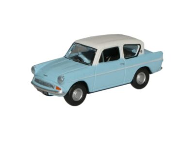 Oxford Diecast 76105007 Ford Anglia - Light Blue / Ermine White 1/76 Scale