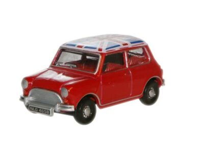 Oxford Diecast 76MN001 Austin Mini - Tartan Red / Union Jack