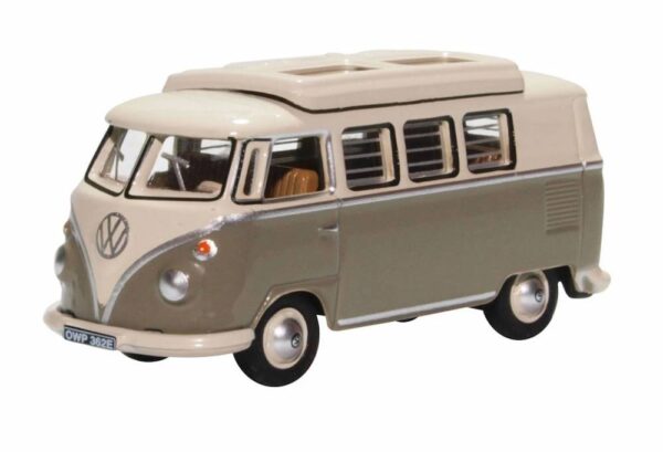 Oxford Diecast 76VWS006 VW T1 Camper - Mouse Grey / Pearl White