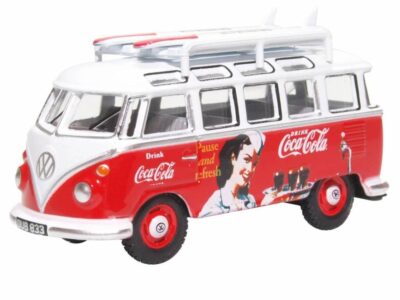 Oxford Diecast 76VWS008CC VW T1 Bus and Surfboards - Coca Cola