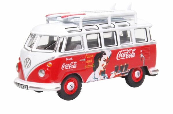 Oxford Diecast 76VWS008CC VW T1 Bus and Surfboards - Coca Cola
