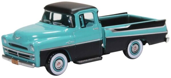 Oxford Diecast 87DP57002 Dodge D100 Sweptside Pick Up 1957 Turquoise / Jewel Black