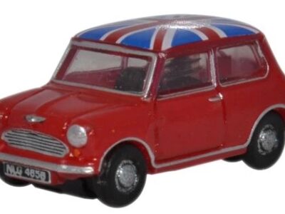 Oxford Diecast NMN001 Austin Mini - Tartan Red / Union Jack N Scale