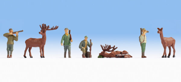 Noch 15731 Hunters (4) & Deer (3) Figure Set HO Scale