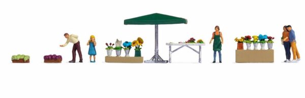 Noch 16227 Themed Figure Set Flower Stall HO Scale