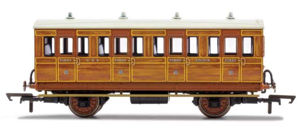 Hornby R40103 GNR, 4 Wheel Coach, 1st Class, Fitted Maglights lighting, 1534