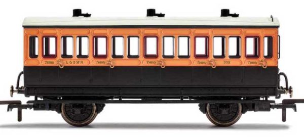 Hornby R40108 LSWR, 4 Wheel Coach, 3rd Class, Fitted Maglights lighting, 302