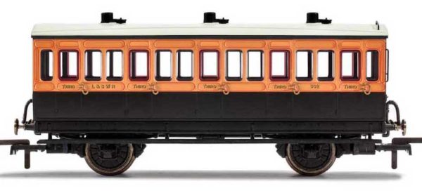 Hornby R40108 LSWR, 4 Wheel Coach, 3rd Class, Fitted Maglights lighting, 302