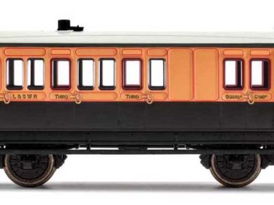 Hornby R40110 LSWR, 4 Wheel Coach, Brake 3rd Class, Fitted Maglights lighting, 179