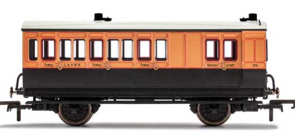 Hornby R40110 LSWR, 4 Wheel Coach, Brake 3rd Class, Fitted Maglights lighting, 179