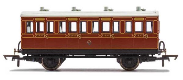 Hornby R40115 LB&SCR, 4 Wheel Coach, 1st Class, Fitted Maglights lighting, 474 OO Scale