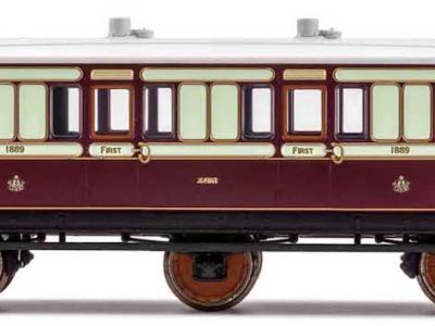 Hornby R40119 LNWR, 6 Wheel Coach, 1st Class, Fitted Maglights lighting, 1889
