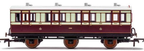 Hornby R40119 LNWR, 6 Wheel Coach, 1st Class, Fitted Maglights lighting, 1889