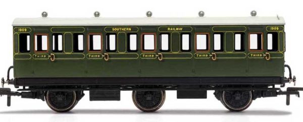 Hornby R40132A SR, 6 Wheel Coach, 3rd Class, Fitted Maglights lighting, 1909