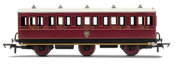 Hornby R40136 NBR, 6 Wheel Coach, 3rd Class, Fitted Maglights lighting, 1169 OO Scale