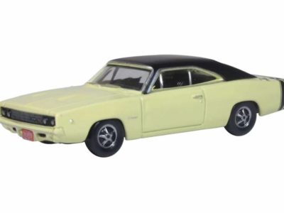 Oxford Diecast 87DC68004 Dodge Charger Car 1968 - Yellow / Black 1/87 Scale