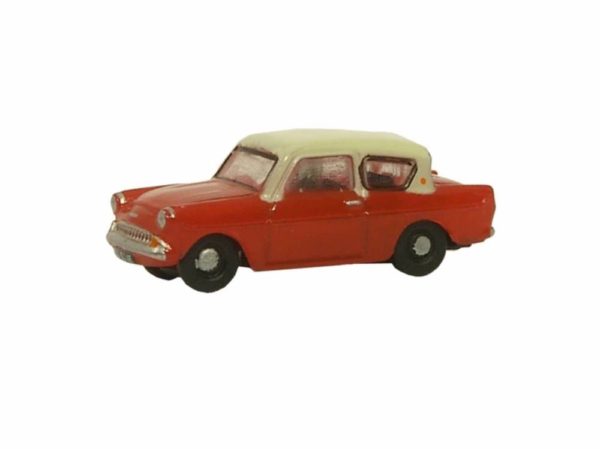 Oxford Diecast N105001 Ford Anglia Car - Maroon and Cream