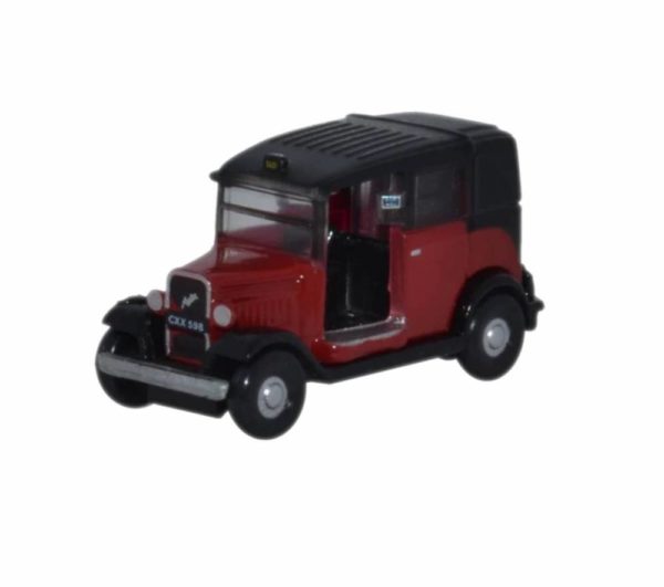Oxford Diecast NAT004 Austin Low Loader Taxi - Burgundy & Black N Scale