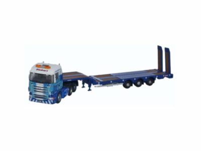 Oxford Diecast NSHL01ST Scania Highline & Nooteboom 3 Axle Semi Low Loader - Stobart Rail Livery