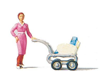 Preiser 28037 Woman with Baby Carriage HO Gauge Figures